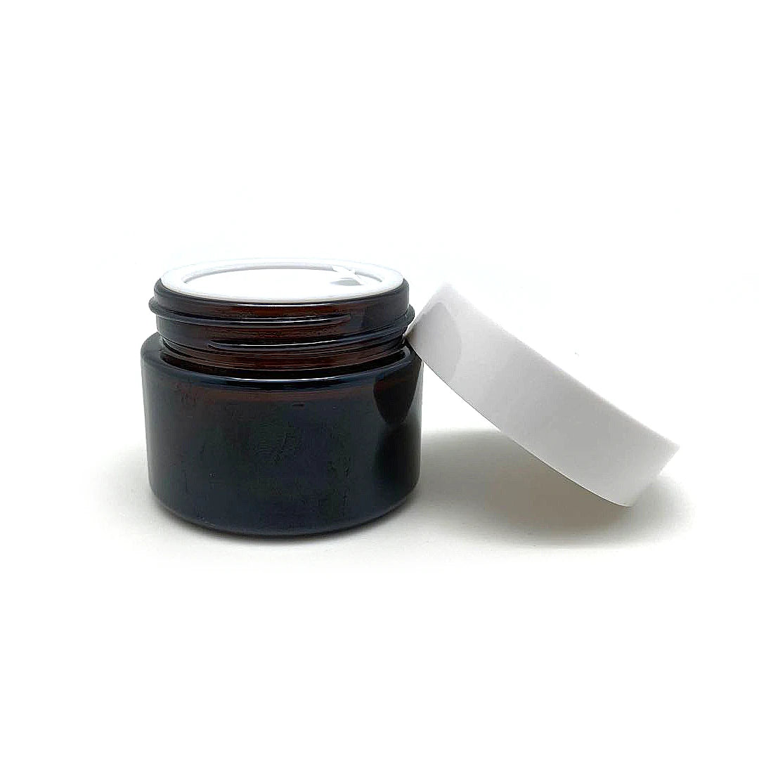 50g 50ml Cream Amber Wide Mouth Glass Storage Jar with Plastic Aluminum Lid for Candle Cosmetic Packaging Use for Face Eye Cream