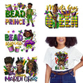New Low MOQ Happy Mardi Gras DTF Custom Heat Transfer Mardi Gras Coffee Designs Ready to Press Transfer Stickers for T-shirts