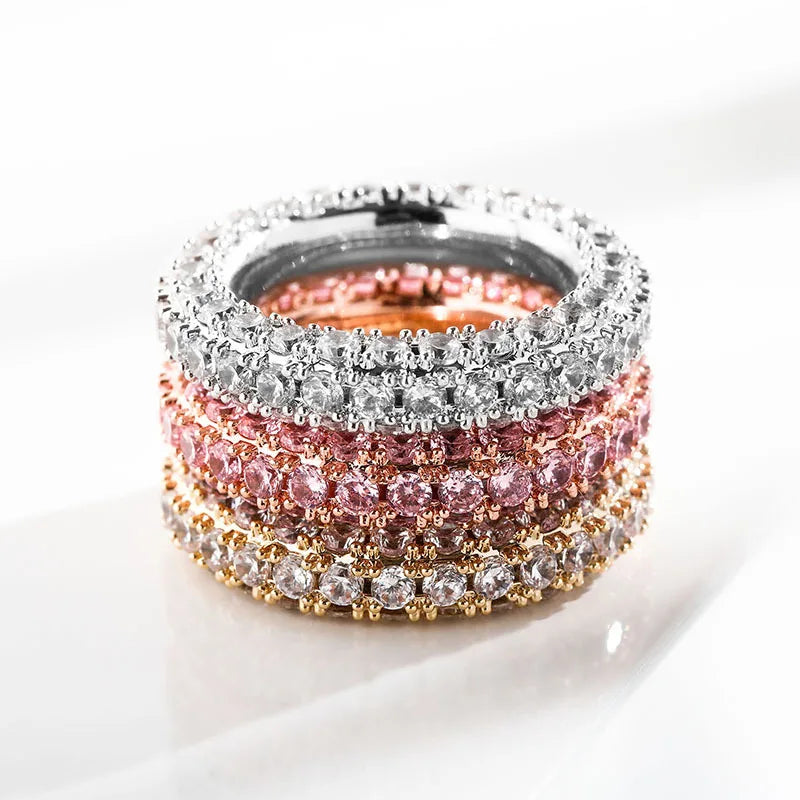 Valentine's Day Special Gift Stackable Rings 18k Gold Plated Tennis Ring Jewelry