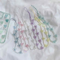 Handmade Cute pink Purple butterfly Crystal Bads Phone Wrist Strap Beaded Holder for Hand One Piece