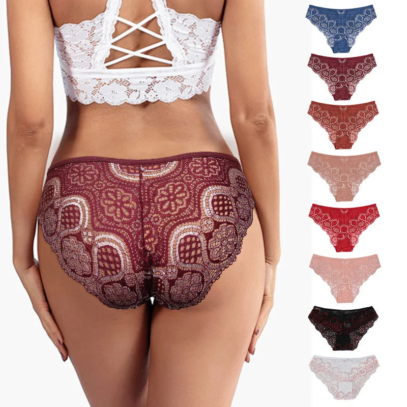 8 Colors Cheap Price S-3XL Female Women Mid-Waist Sexy Girls Hipster Lace Lingerie Lace Briefs Underwear
