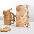 Nordic Outdoor Survival Camping Hiking Natural Rubberwood Wooden Breakfast Mug Dursten Wooden Kuksa Cup
