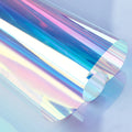 Modern Blue Dichroic Holographic Blaze Iridescent Rainbow Film Self-Adhesive Decorative for Building Glass