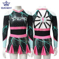 Wholesale Custom Cheerleader Costume Long Sleeve Rhinestone Cheer Cheerleading Uniforms for Women