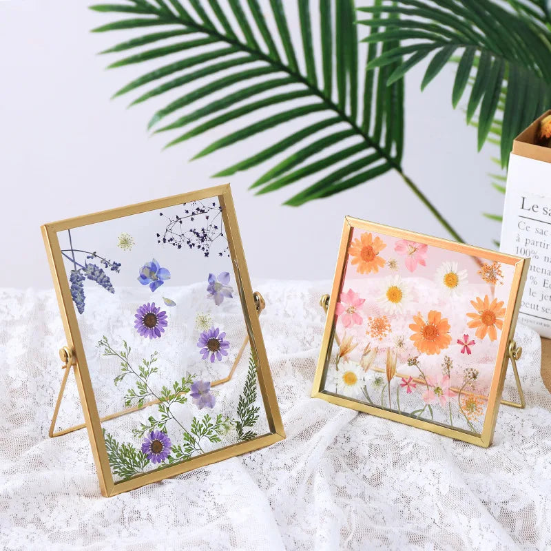 Wholesale Floating Photo Frames Pressed Glass Gold Metal Stands for Horizontal Vertical Pictures Place Cards 5 X 7 Inch Size