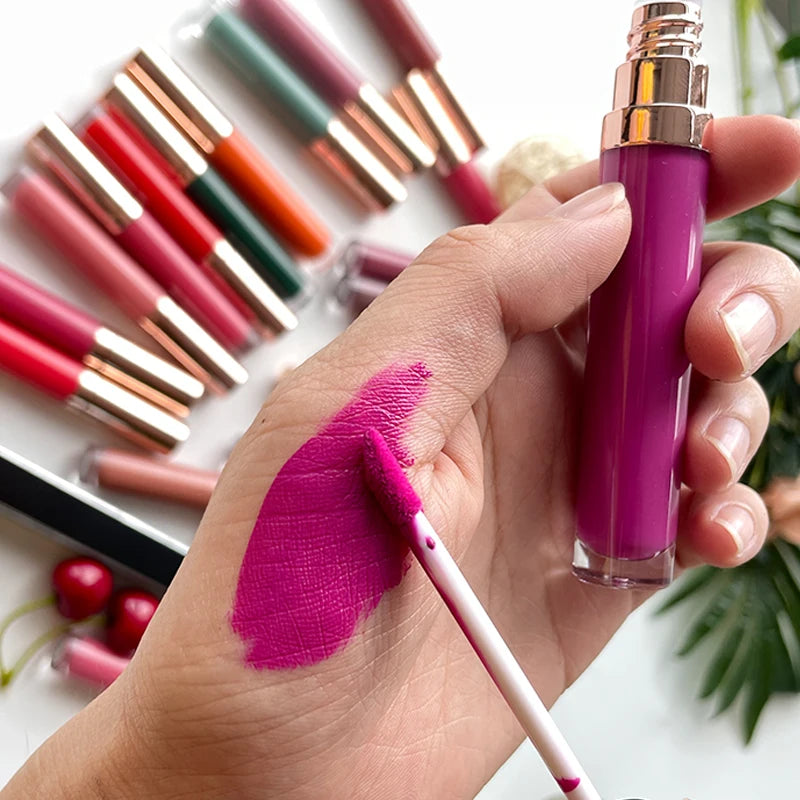 Build Your Own Brand Makeup Lipstick Brown Nude Pink Color Liquid Lipstick Lip Gloss Maquiagem Batom Lip Glaze Matte Lipstick