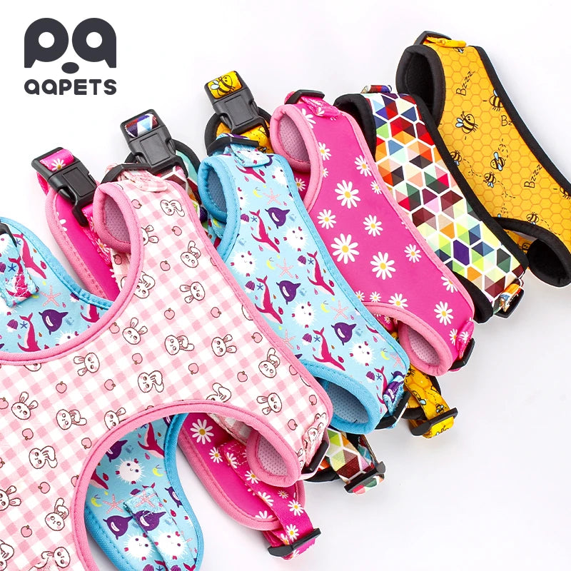 Luxury Pink Pet Dog Harness Adjustable Sublimation No Pull Custom Design Small Pet Accessory Made of Polyester