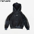 Custom Applique Hoodie Pullover Cotton Men Embroidery Thick Blank French Terry Oversized Side Stripe Real Tree Camo Men Hoodie