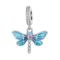 Qings Cheap Price Dragonfly Beads Charm 925 Sterling Silver Plated Platinum Zircon Pendant Trendy Unisex