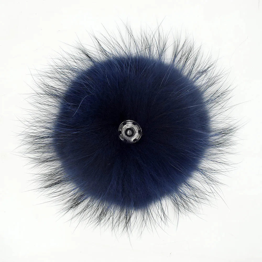 MWFur Custom Made Fox Fur Pompons with Snap Big Size Fox Fur Bobble for Beanies Hat Fox Hair Ball Charm