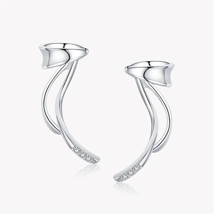 Fashion 925 Sterling Silver Zircon Diamond Non Pierced Clip on Cartilage Ear Cuff Earrings for Women