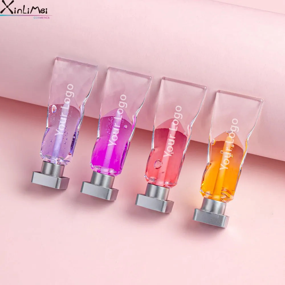 Custom Logo Lip Plumper Gloss 12 Flavouring Oil Fruit Lipgloss Private Label Lip Care Colorful Tint Clear Vegan Lip Plumper Oil