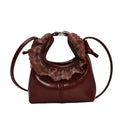 New Arrival Fashion Mini Bucket PU Bag for Women-Plaid Ruffle Decor Small Crossbody Purse with 1L Capacity
