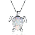 Factory Direct Wholesale Simple Ocean Theme Opal Turtle Pendant Necklace Box Chain Necklace Girls Women Jewelry