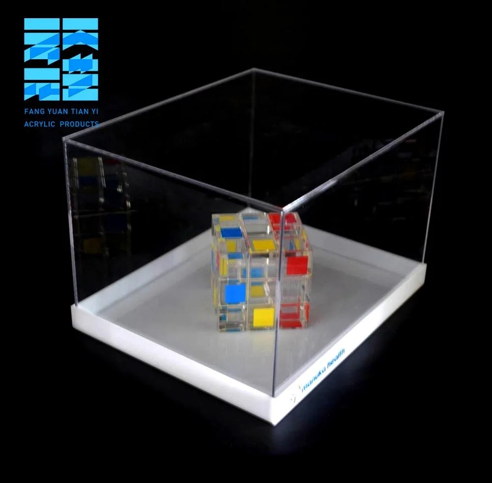 Manufacturer Factory Supplier Wholesale Custom White and Clear Display Cabinet Acrylic Display Box With Base