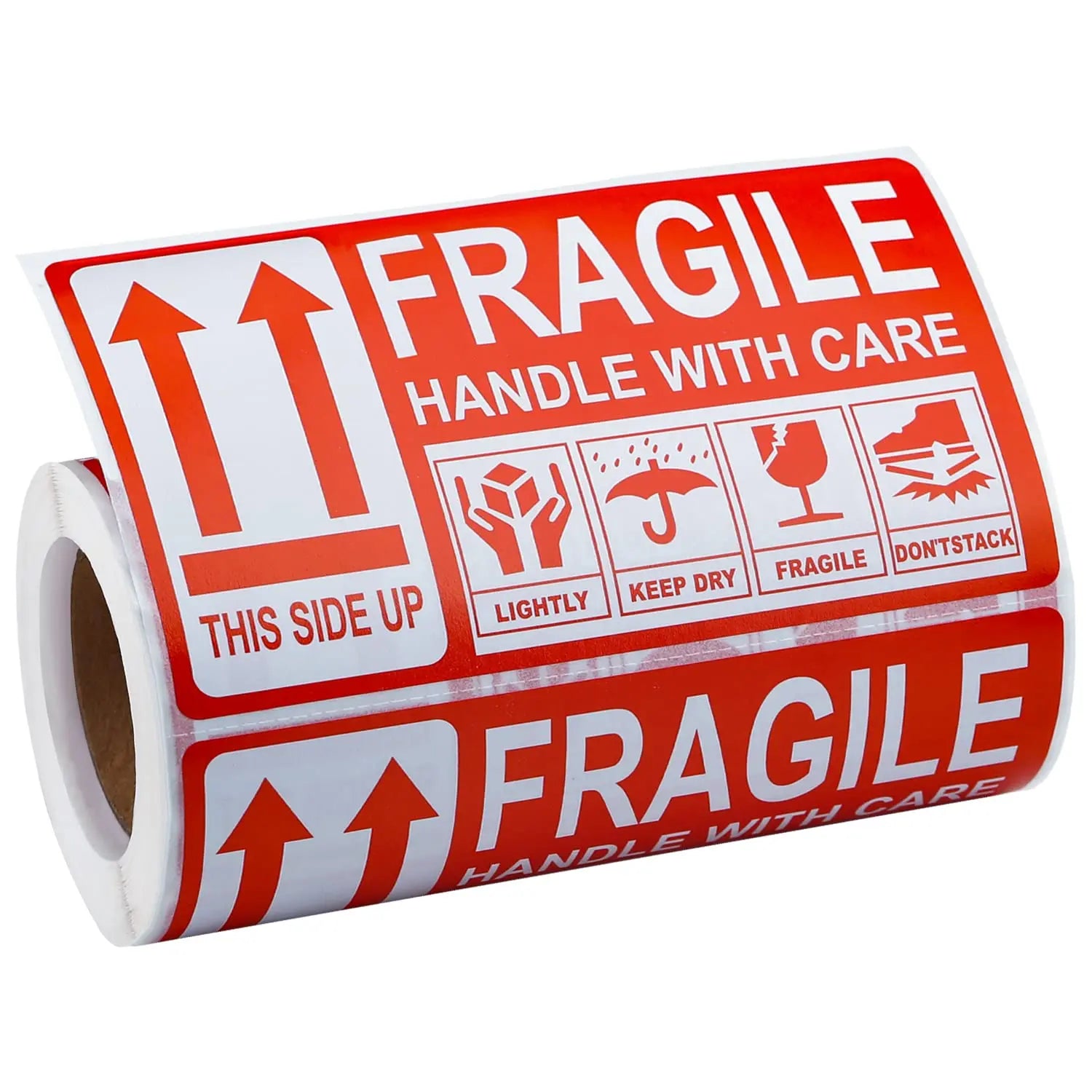 Fragile Warning Labels & Durable Stickers with Barcode for Household Products Packaging Shipping Warranty Protection