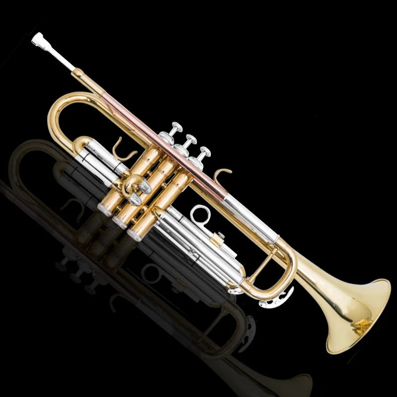 Aiersi Brands Profesional Trumpet Musical Instruments Gold Lacquer Yellow Brass Body