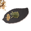 Restaurant Leaf Shape Pizza Steak Sushi Grill Lava Black Stone Dish Natural Slate Food Serving Plate