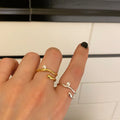 S925 Sterling Silver High Quality Pearl Double Layers Hollow Out Adjustable Ring