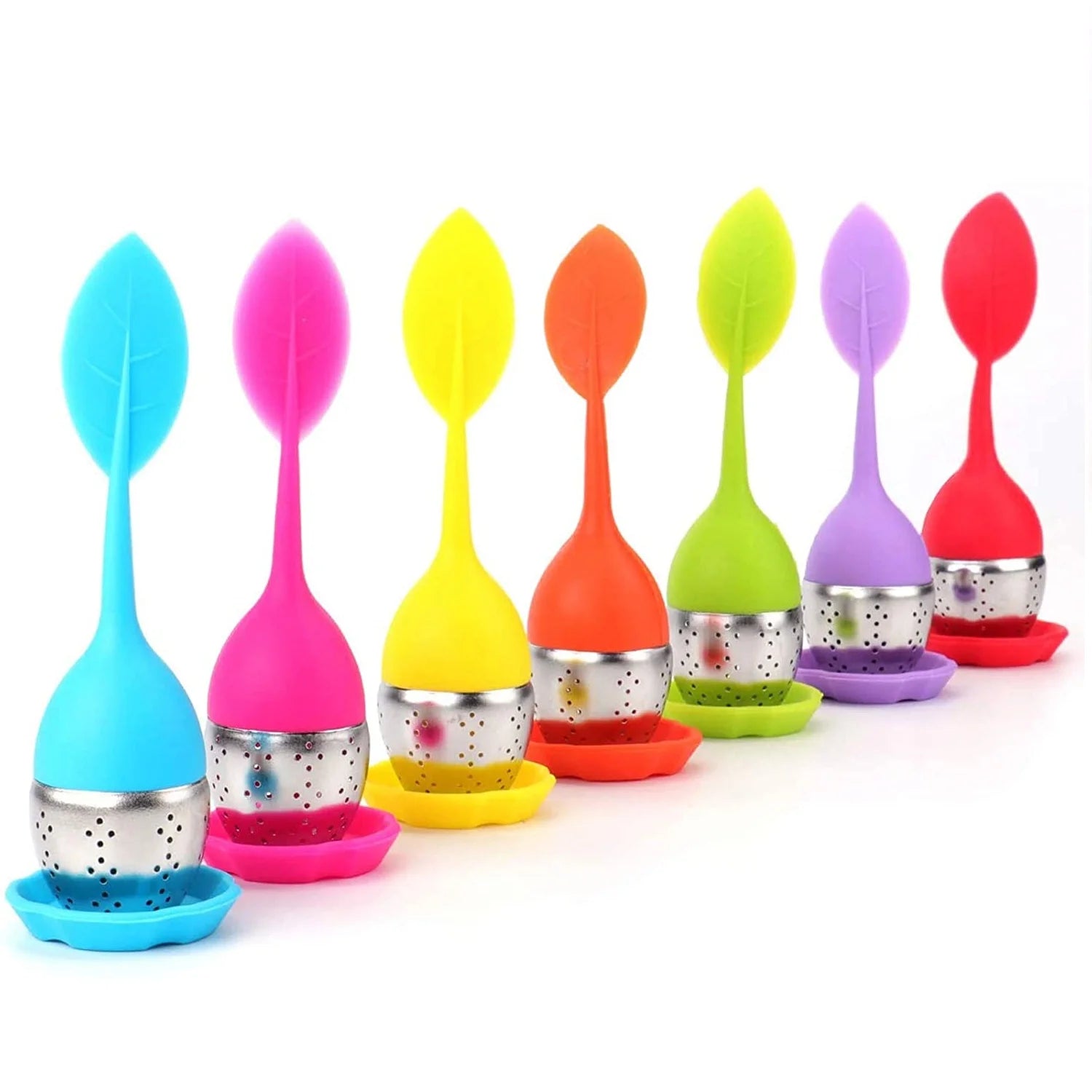 Small Cute Style Silicone Handle Stainless Steel Tea Infuser Convenient Drip Tray Steeping Loose Leaf Herbal Tea Coffee Set