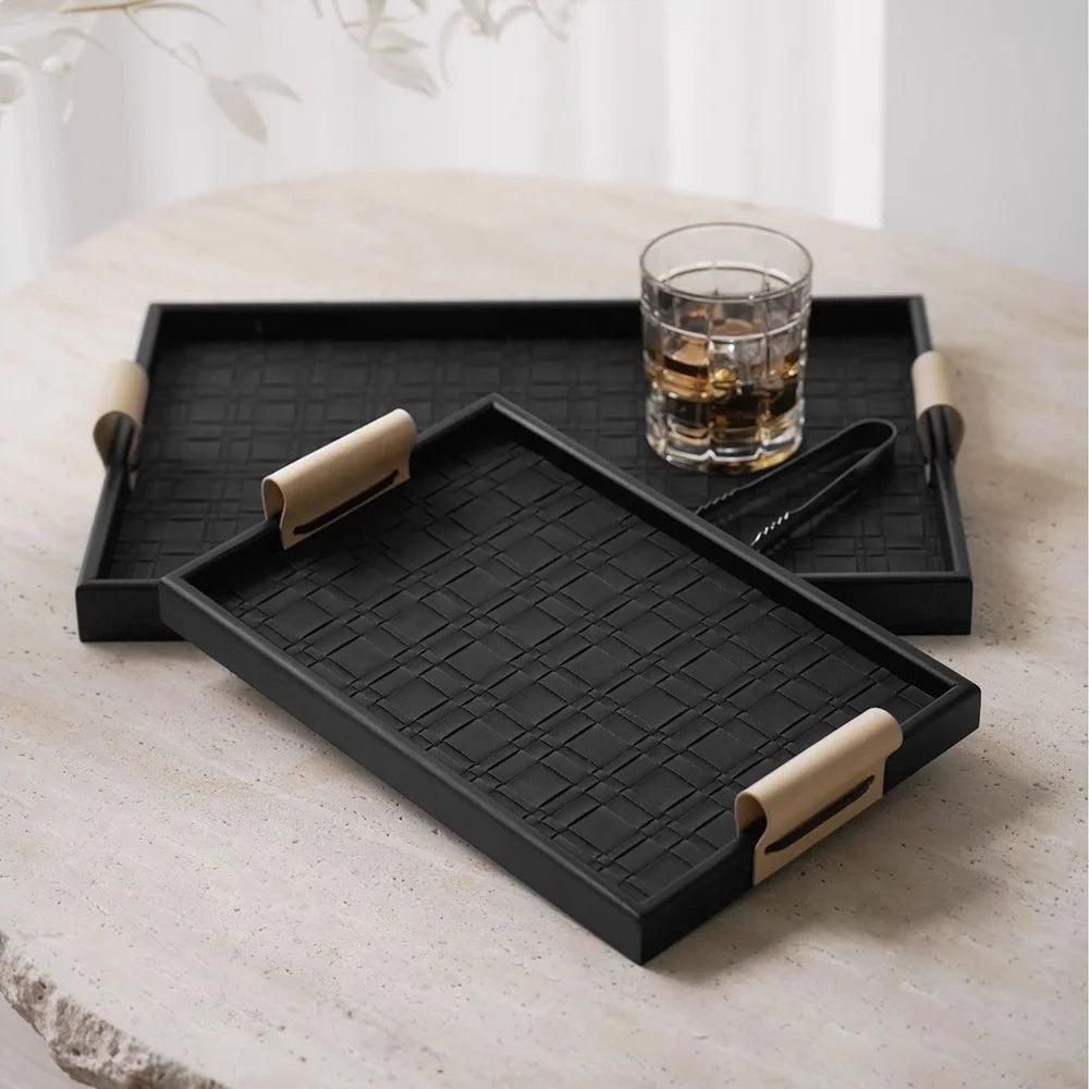 OEM Elegant Leather Multi-functional Modern Desktop Storage Tray Vanity Organizer Jewelry Bathroom Perfume Catchall Valet