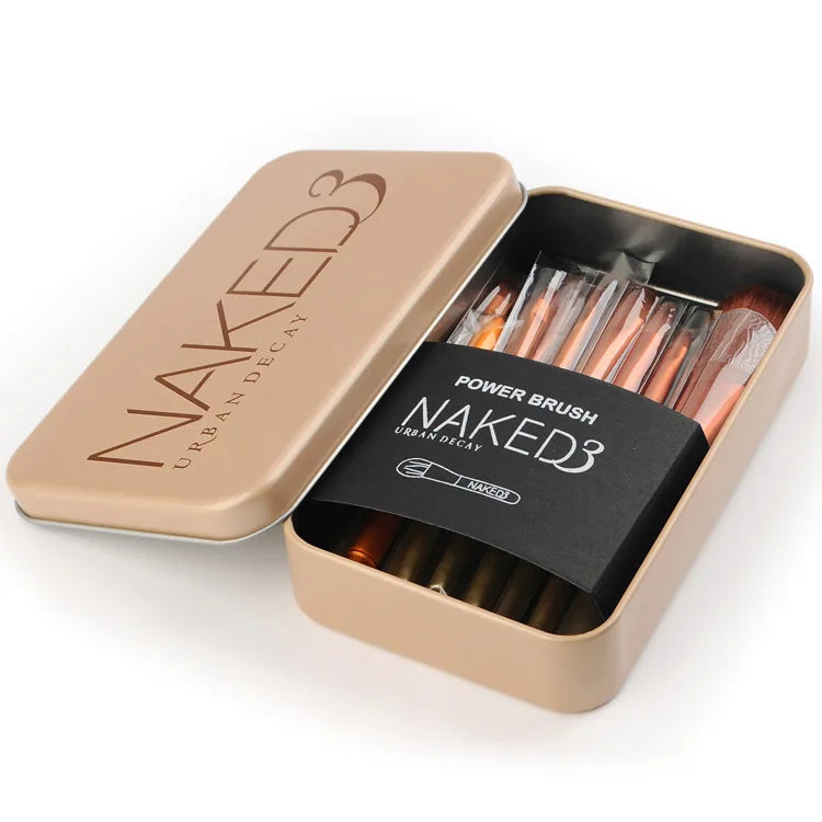 Customized Rectangular Printing Large Cosmetic Packaging Tin Box Empty Metal Makeup Brush Gift Set Box