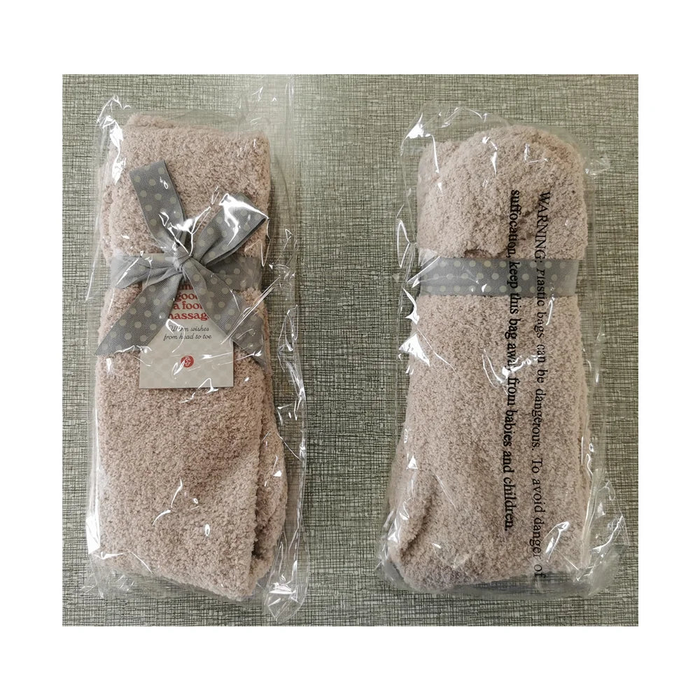 Magic Green Super Soft Polyester Custom Logo Cozy Warm Fuzzy Micro Feather Yarn Knitted Winter Women Men Unisex Size Socks