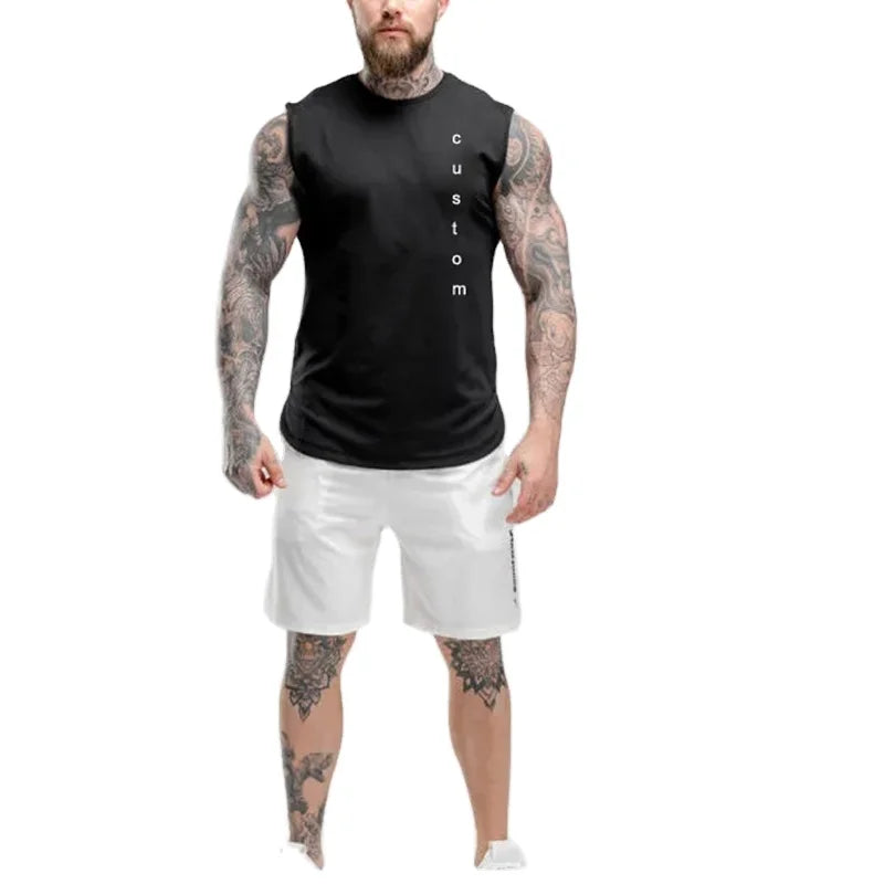 Men's Casual Athletic Bodybuilding Tank Top Sleeveless Travel Vest for Gym Use