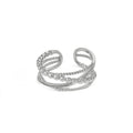 Dainty Design in Stock S925 Sterling Silver Rhodium 18K Gold Plated Multiple Layer Beaded Intersect Adjustable Women Rings Women