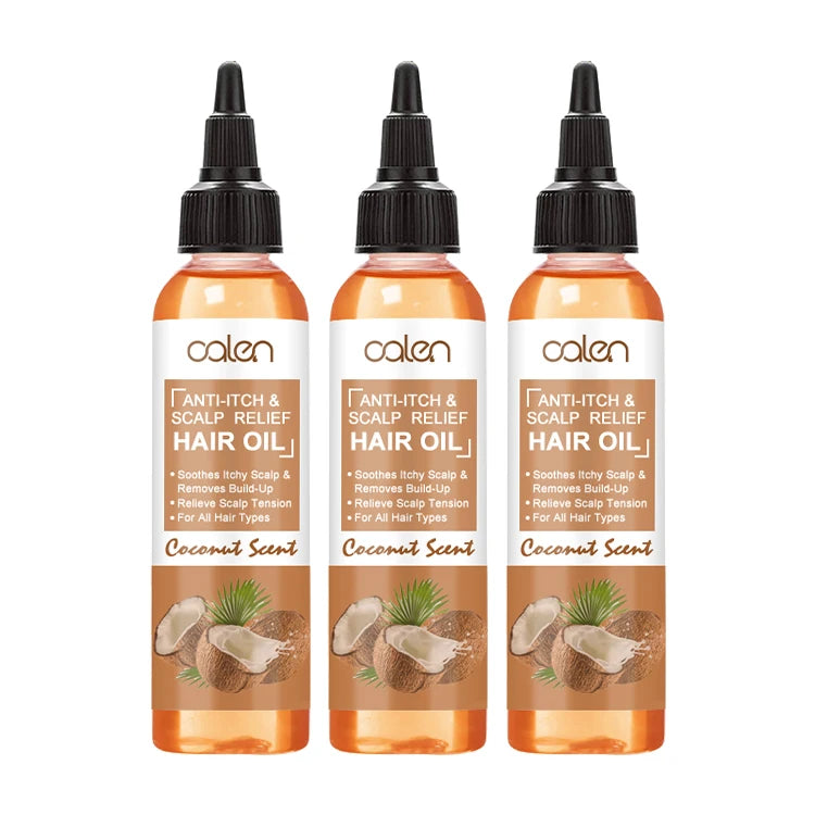 Oalen 100% Natural Custom Logo 120ml Scalp Care Relief Anti-Itching Coconut Promote Hair Growth Scalp Oil
