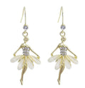 Cute Korean Style Gold Plated Rhinestone Drop Earrings Dance Girl Angle Dangle Lovely Alloy Jewelry