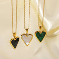 New Ins Woman Fashion Heart Pearl Necklace Green Malachite Gold Plated Stainless Steel Necklace for Woman Wholesale Jewelry