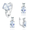 Luxury 925 Sterling Silver AAA Cubic Zirconia Wedding Jewelry Set Simple Square Diamond White Gold Saudi Excellent for Parties