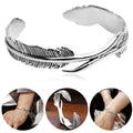 Silver Plated Open Adjustable Bracelet Leaf Feather Boys Bracelet Feather Shape Cuff Bangle Bracelet for Men Boy