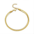 Dainty Women Stainless Steel 18k Gold Plated Herringbone Bracelet Double Layer Snake Chain Bracelets Wrist Jewelry