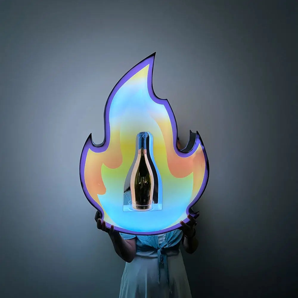 OEM Recharge Acrylic Fire LED Bottle Presenter Glorifier VIP Flame Display champagne Light Stand Holder for Night Club bar