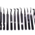 Wholesale Custom Hot Sale Black White Pink Silver Eyelash Extension Regular Tweezers Stainless Steel Lash Tweezers