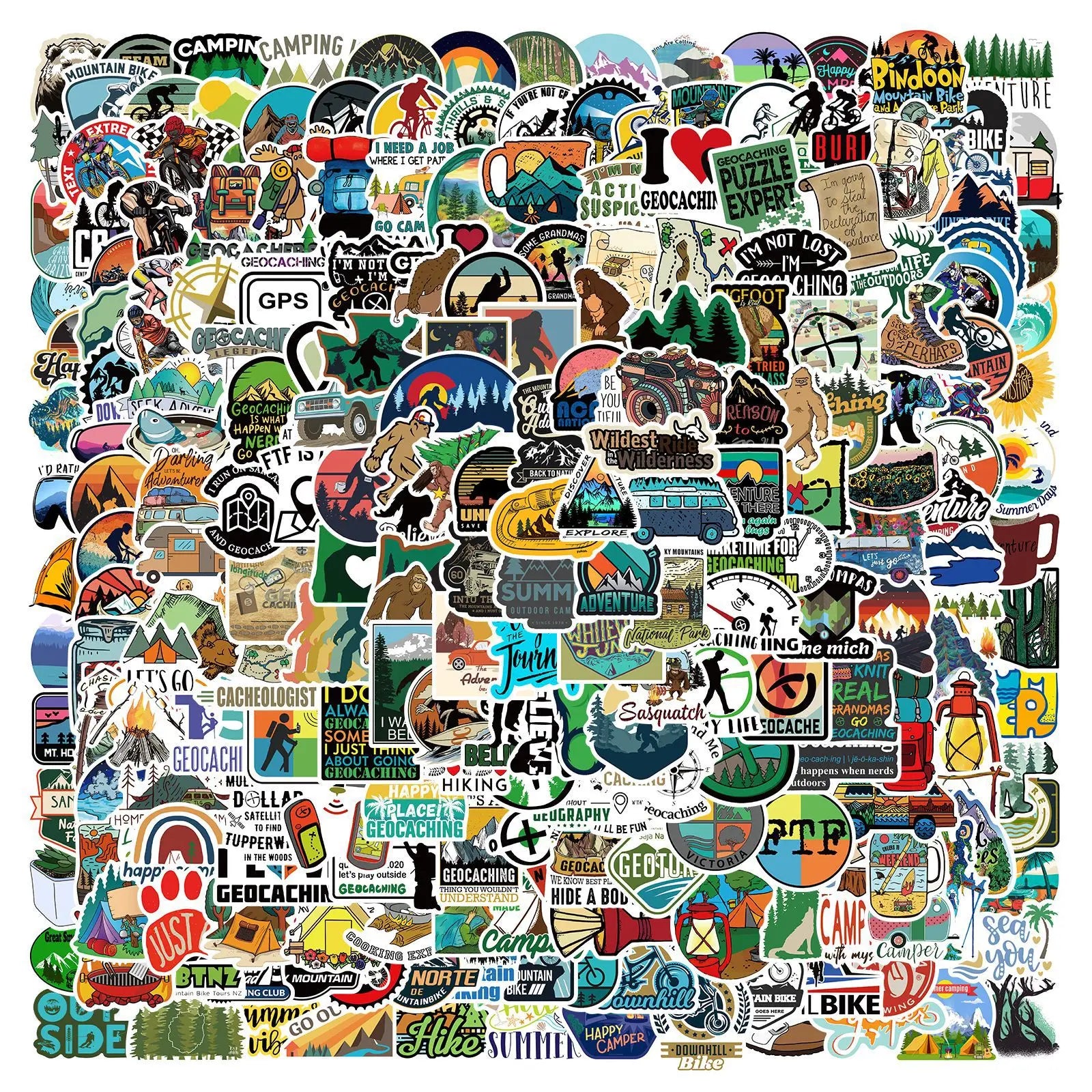 300Pcs New Outdoor Adventure Camping Graffiti Stickers Pack for Backpack Bottle Car Phone Waterproof Vinyl PVC Custom Label