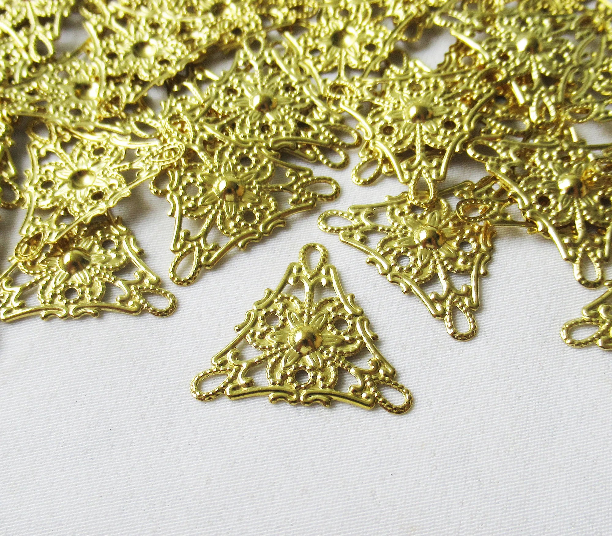 Triangle Filigree Charm 19mm Brass Decorative Finding for Earring