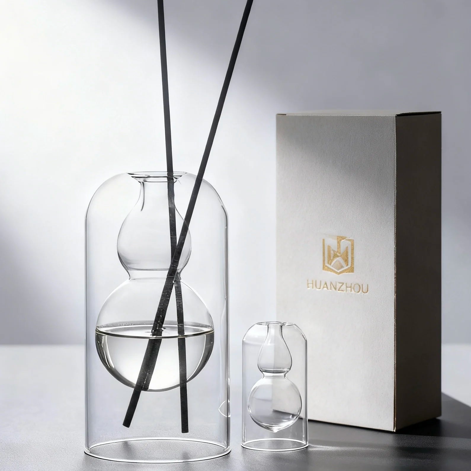 4oz Empty Glass Perfume Diffuser Bottle 2 / Set Transparent Hyacinth for Fragrant Essential Oil Diffuser With Black Fiber Rod