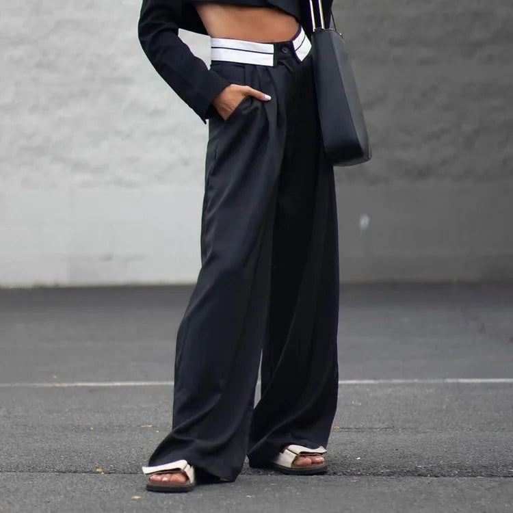 Enyami Korean Fashion 2025 Streetwear Wide Leg Straight Trousers American Retro High Waist Wear Baggy Pants Women