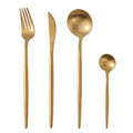 4PCS Spoon and Fork Knife Matte Polish Gold Edible Cutlery Set Stainless Steel Tableware Wholesale