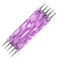 Felice High Quality Dual-Ended Acrylic Handle Purple Blue Steel Flat Brush Dotting Pens 5 Pcs/set Professional Manicure Tools