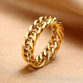 SC Hot Sale Size 6-11 6MM Chunky Women Rings Fashion Hollow Gold Plated Rings Personalized Stainless Steel Horsetail Chain Rings