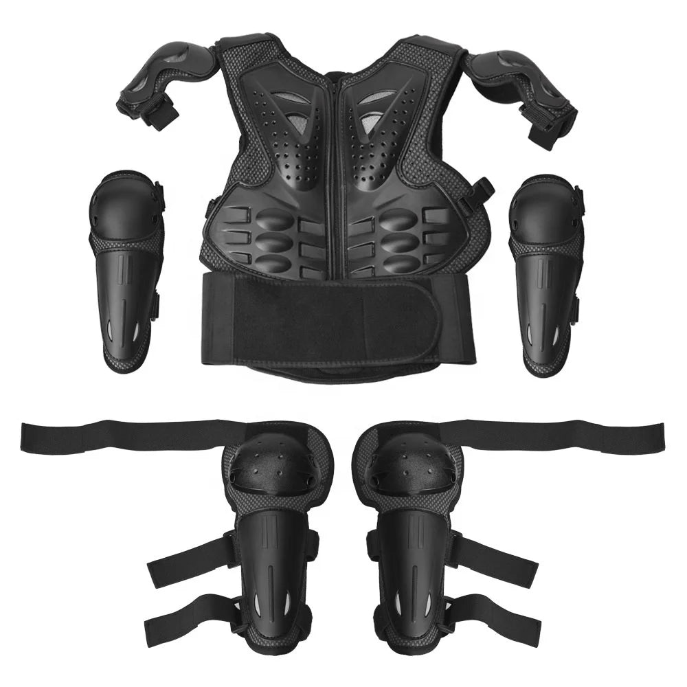 Adjustable Children Kids Dirt Bike Body Chest Spine Protector Armor Vest Suit Jackets Knee and Elbow Pads