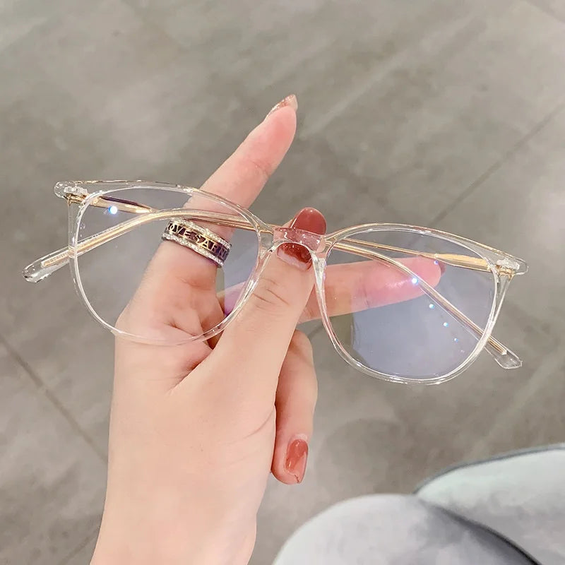 Tr90 Ultra-Light Blue Square Frame Myopia Glasses Fashion Anti-Blue Light Student Glasses for Adults