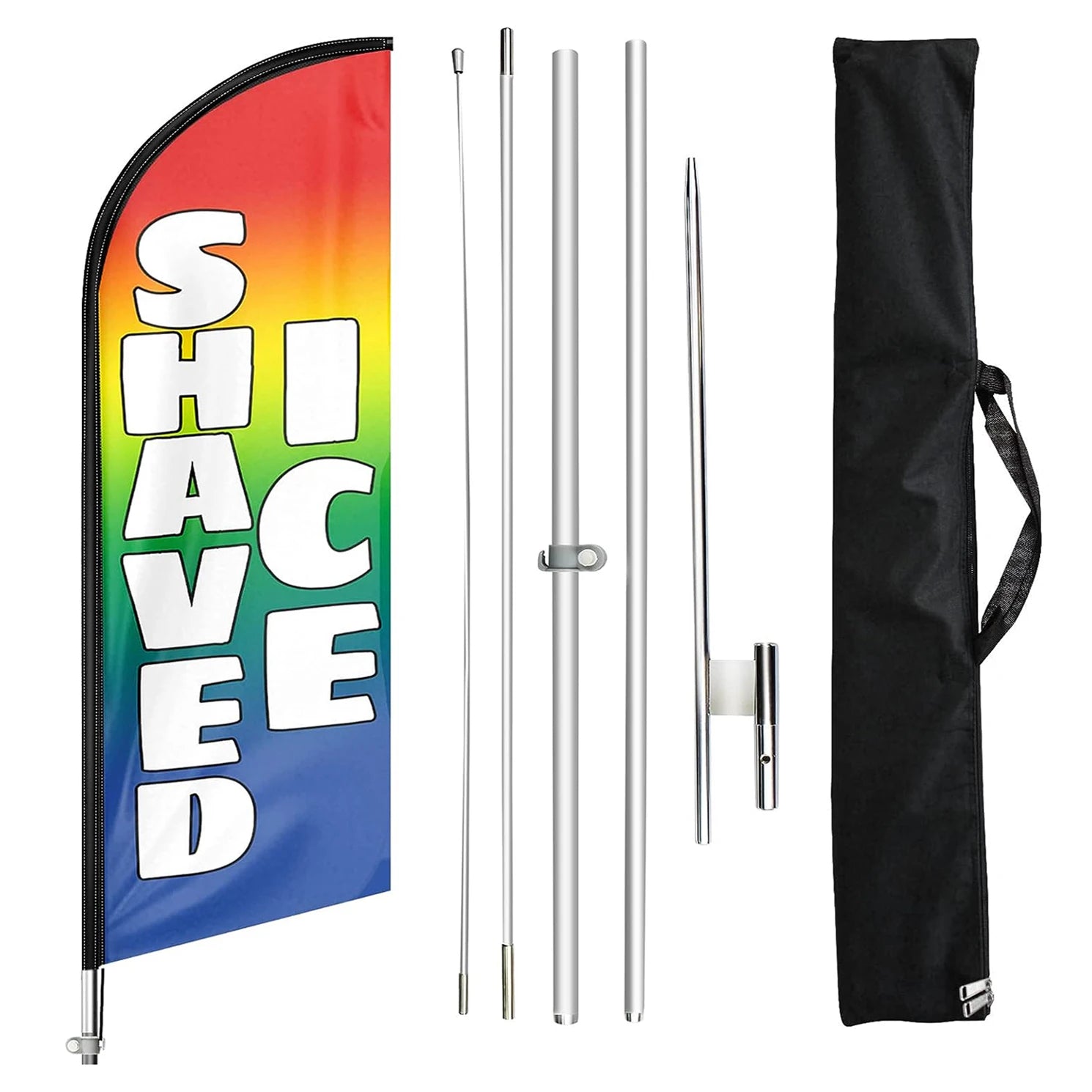 High Quality Custom Shaved Ice Swooper Advertising Flag Pole Kit with Ground Stake Shaved Ice Feather Flag
