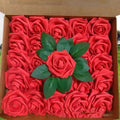 25pcs/set Hot Selling  8cm Foam Artificial Flower PE Rose Flower Roses With Leaves for Cake Decoration Rose Flower Head
