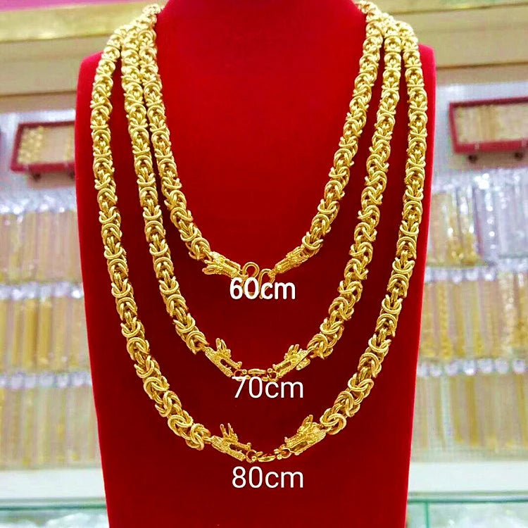 Gold Dubai Gold Plated Dragon Vacuum Plating Necklace Exquisite Men's Jewelry