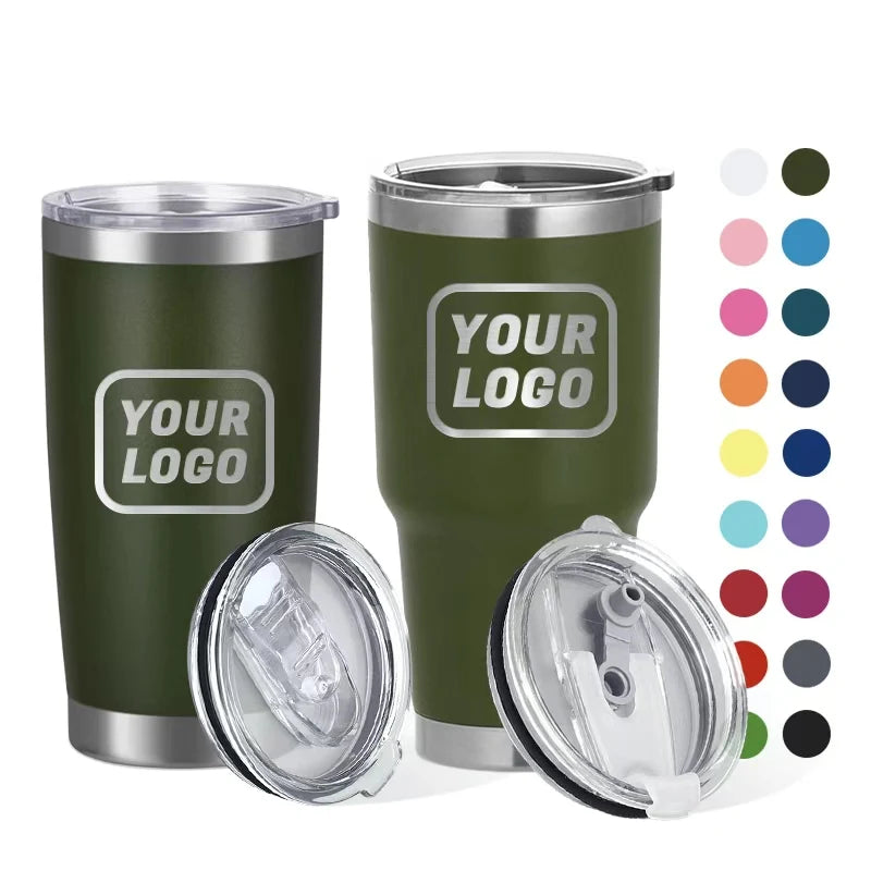 Custom logo 20oz 30oz Regular Vacuum Tumbler Stainless Steel Insulated Tumbler Cup Coffee Travel Mug Gifts With Lid
